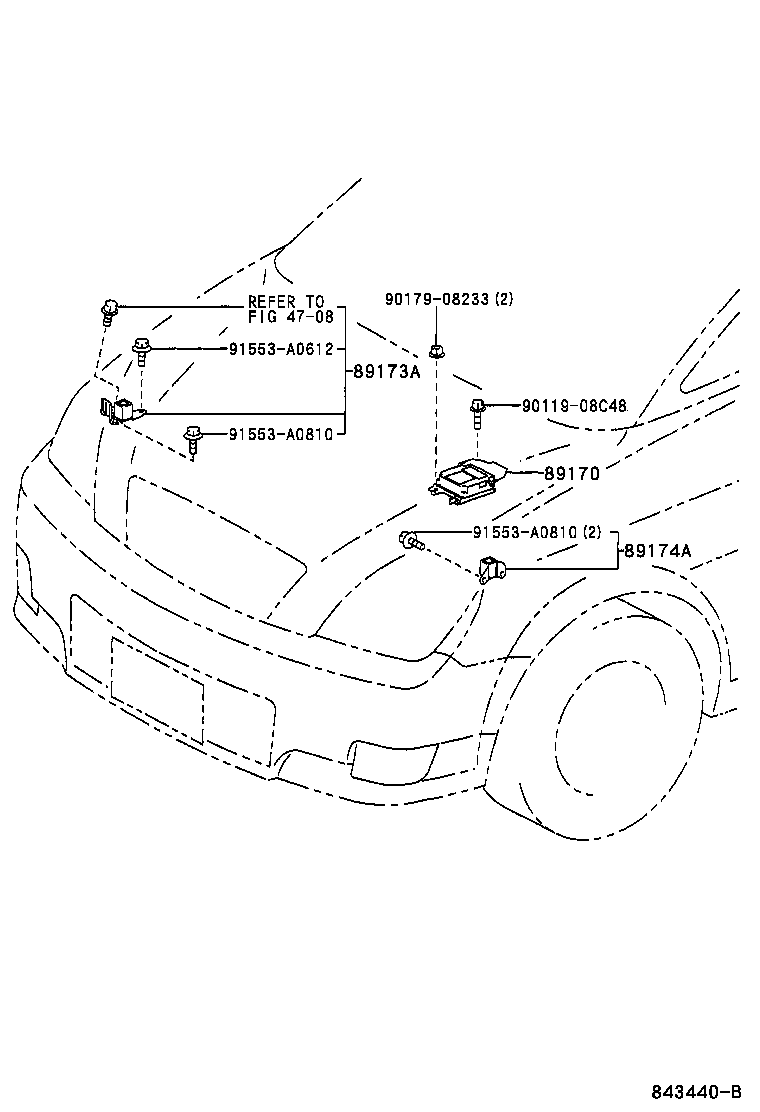 89174-39155 SENSOR, AIR BAG, FRONT LH product image