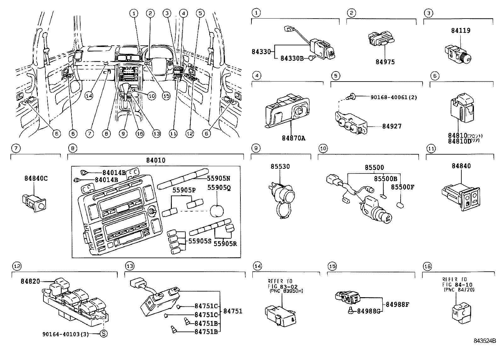 55905-51070 KNOB SUB-ASSY, CONTROL, NO.1 product image