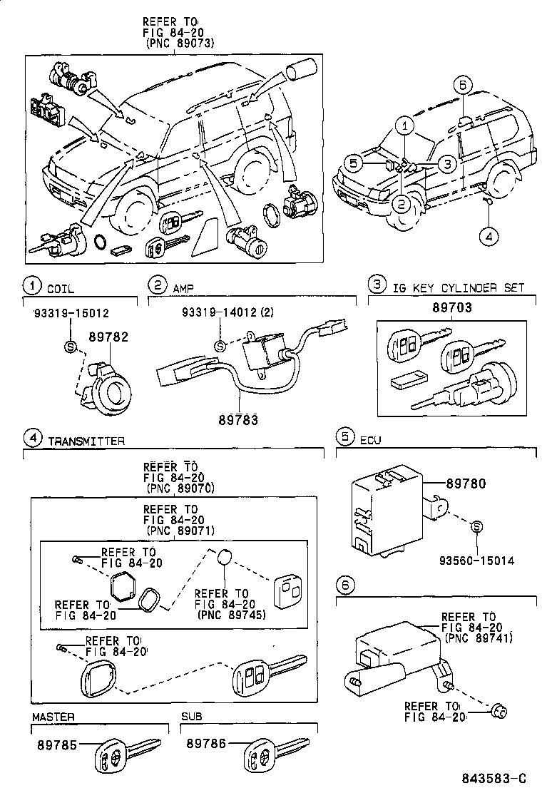 89708-60050 CYLINDER SET, LOCK W/TRANSPONDER KEY TRANSMITTER product image