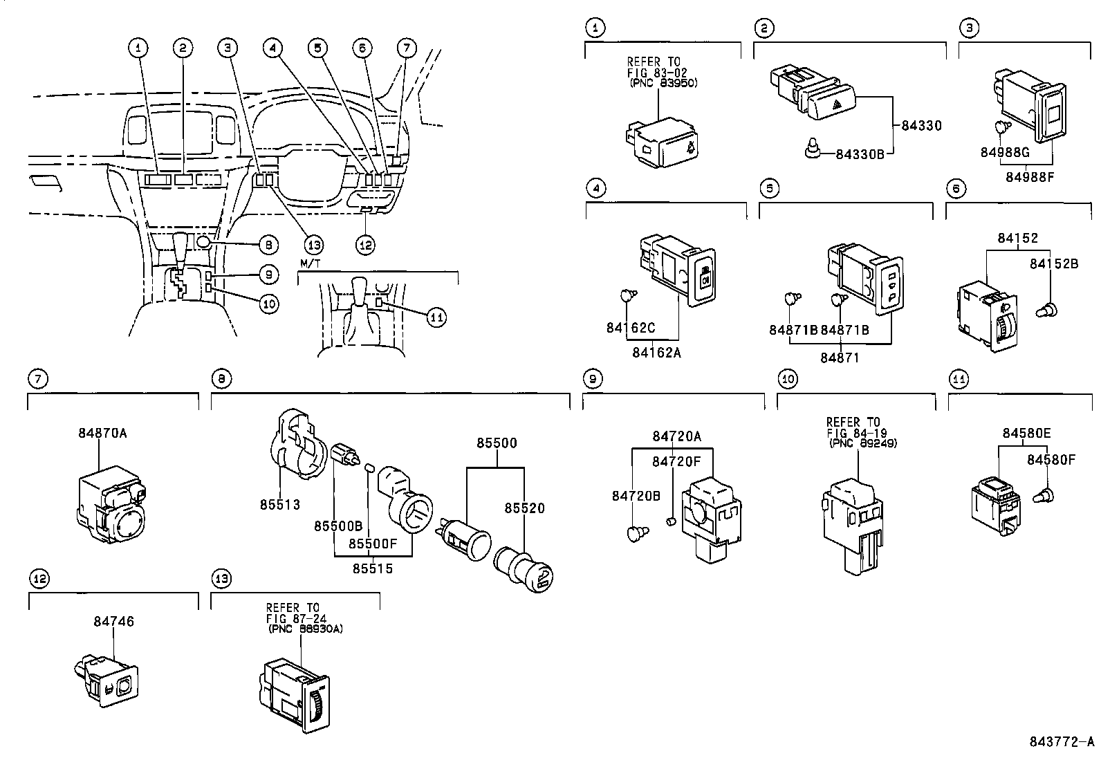 84165-22030 SWITCH, REAR FOG LAMP product image
