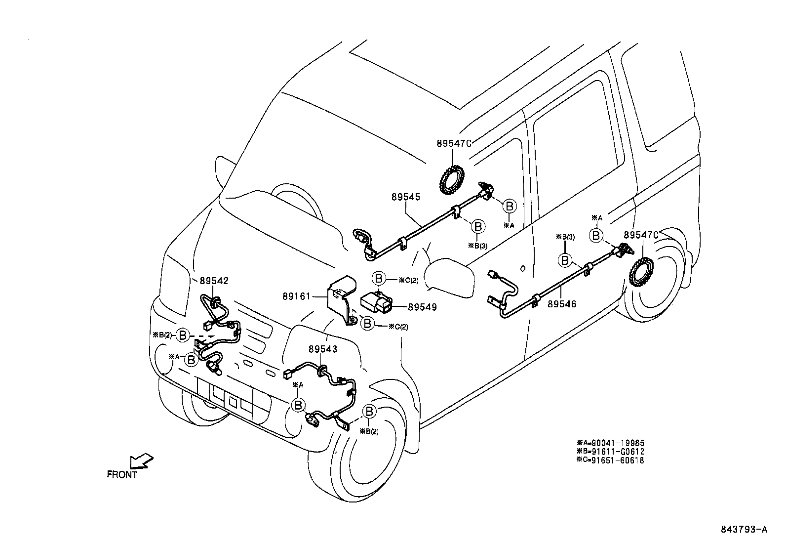 89544-97502 SENSOR, SPEED, REAR RH product image
