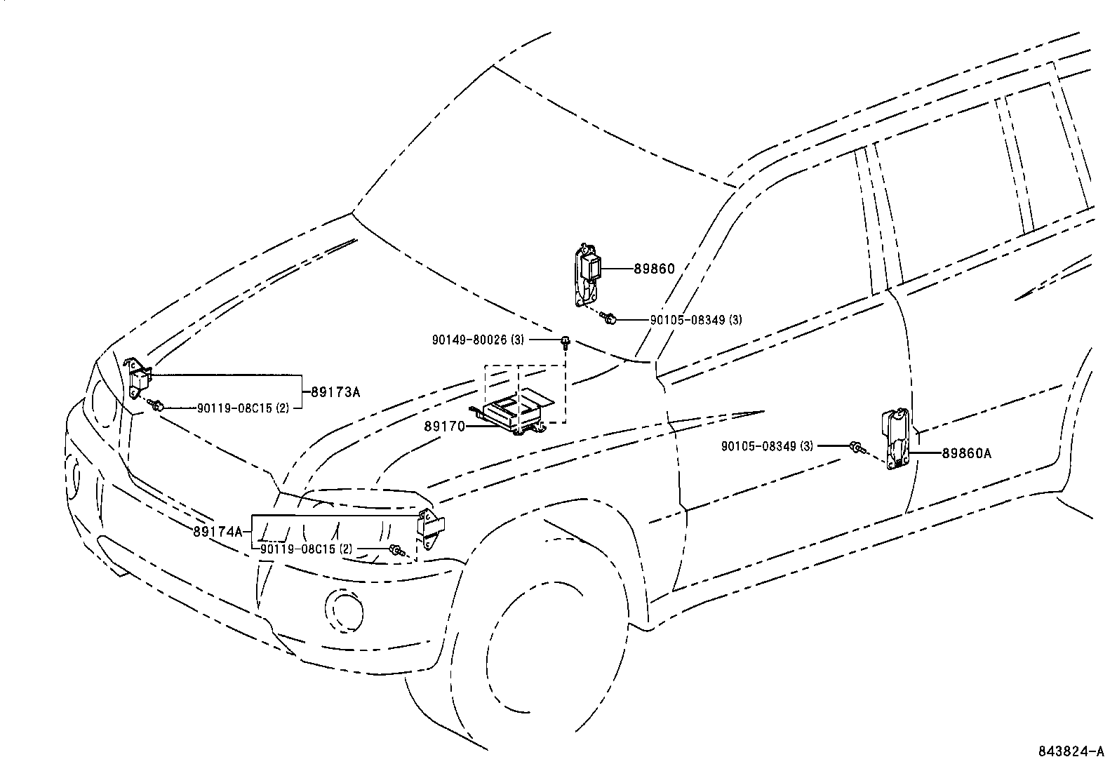 89170-48090 SENSOR ASSY, AIR BAG product image