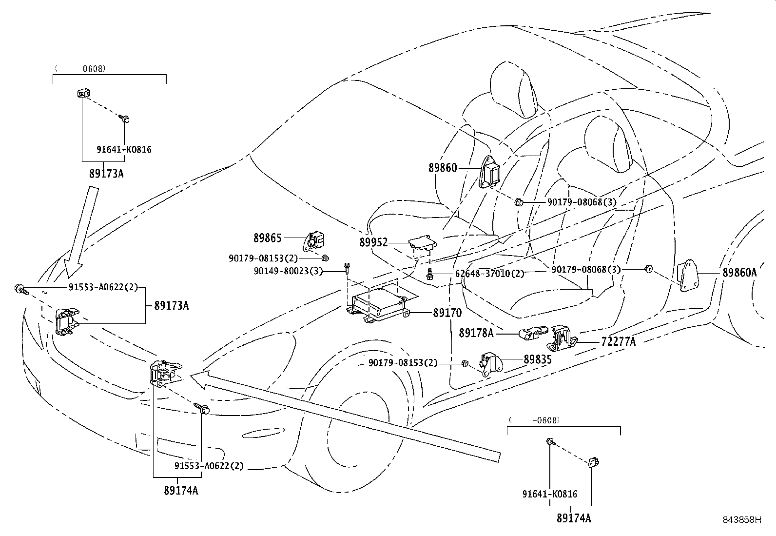 89860-24030 SENSOR ASSY, SIDE AIR BAG, RH product image
