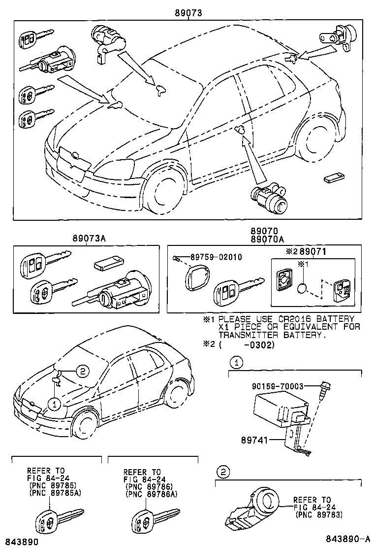 Toyota 89073-0D040 CYLINDER SET, LOCK W/TRANSMITTER HOUSING(LESS MODULE)