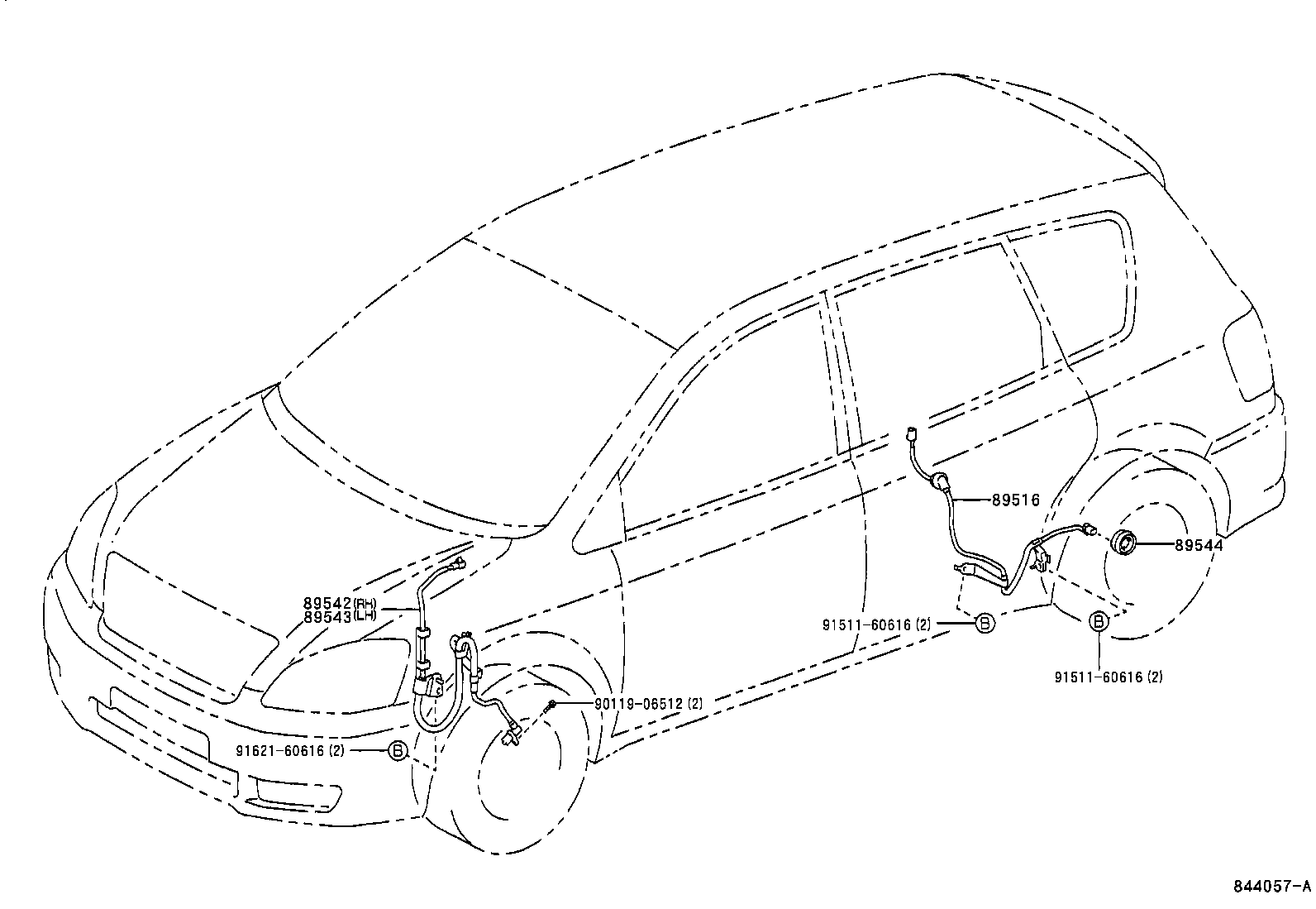 89516-44070 WIRE, SKID CONTROL SENSOR product image