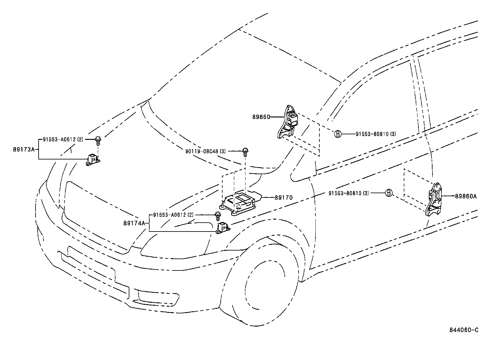 89170-44050 SENSOR ASSY, AIR BAG product image
