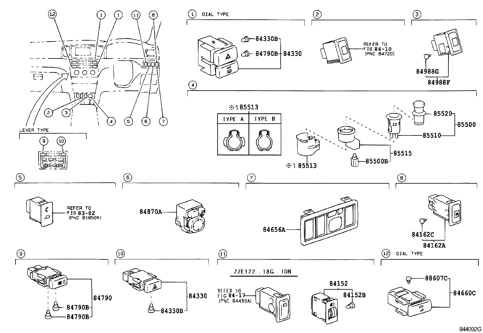 84140-02111 SWITCH ASSY, HEADLAMP DIMMER product image