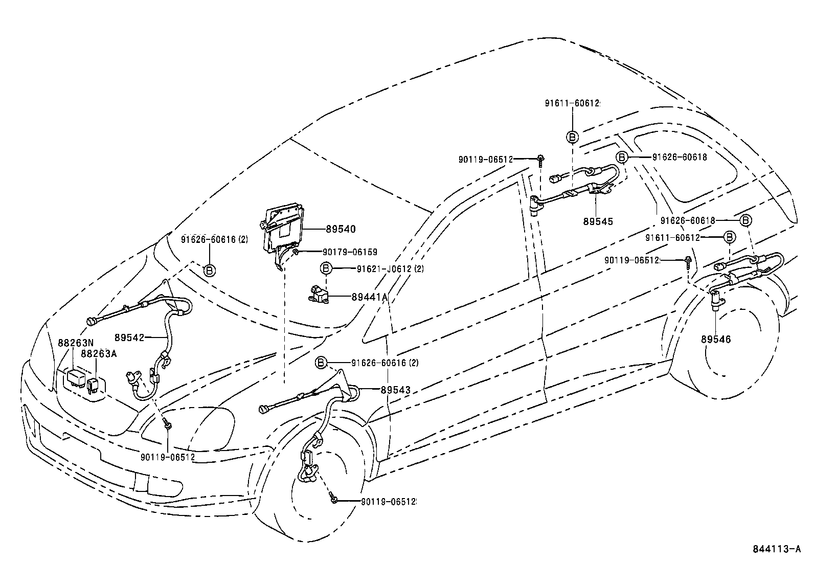 89545-44020 SENSOR, SPEED, REAR RH product image