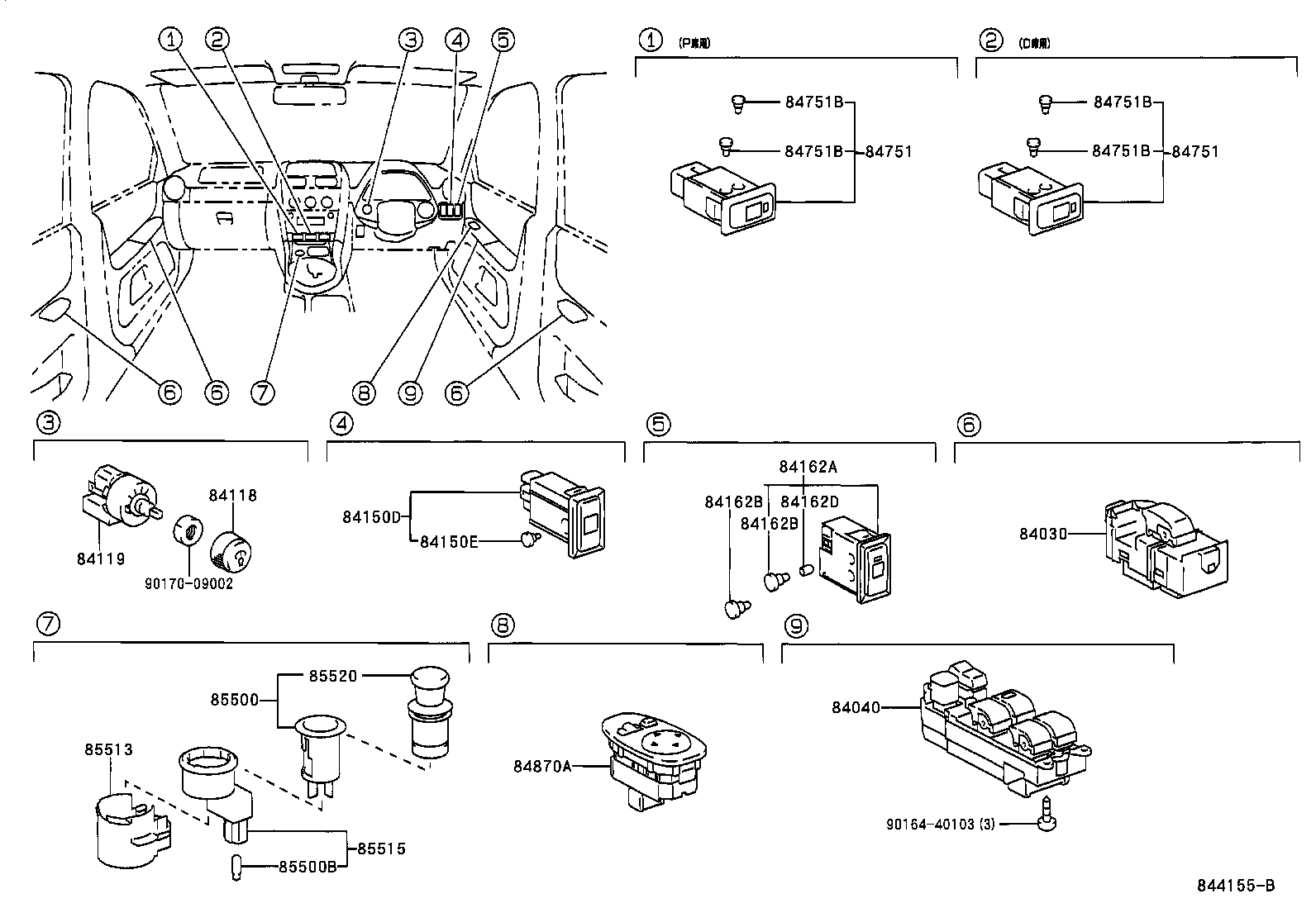 84140-53010 SWITCH ASSY, HEADLAMP DIMMER product image