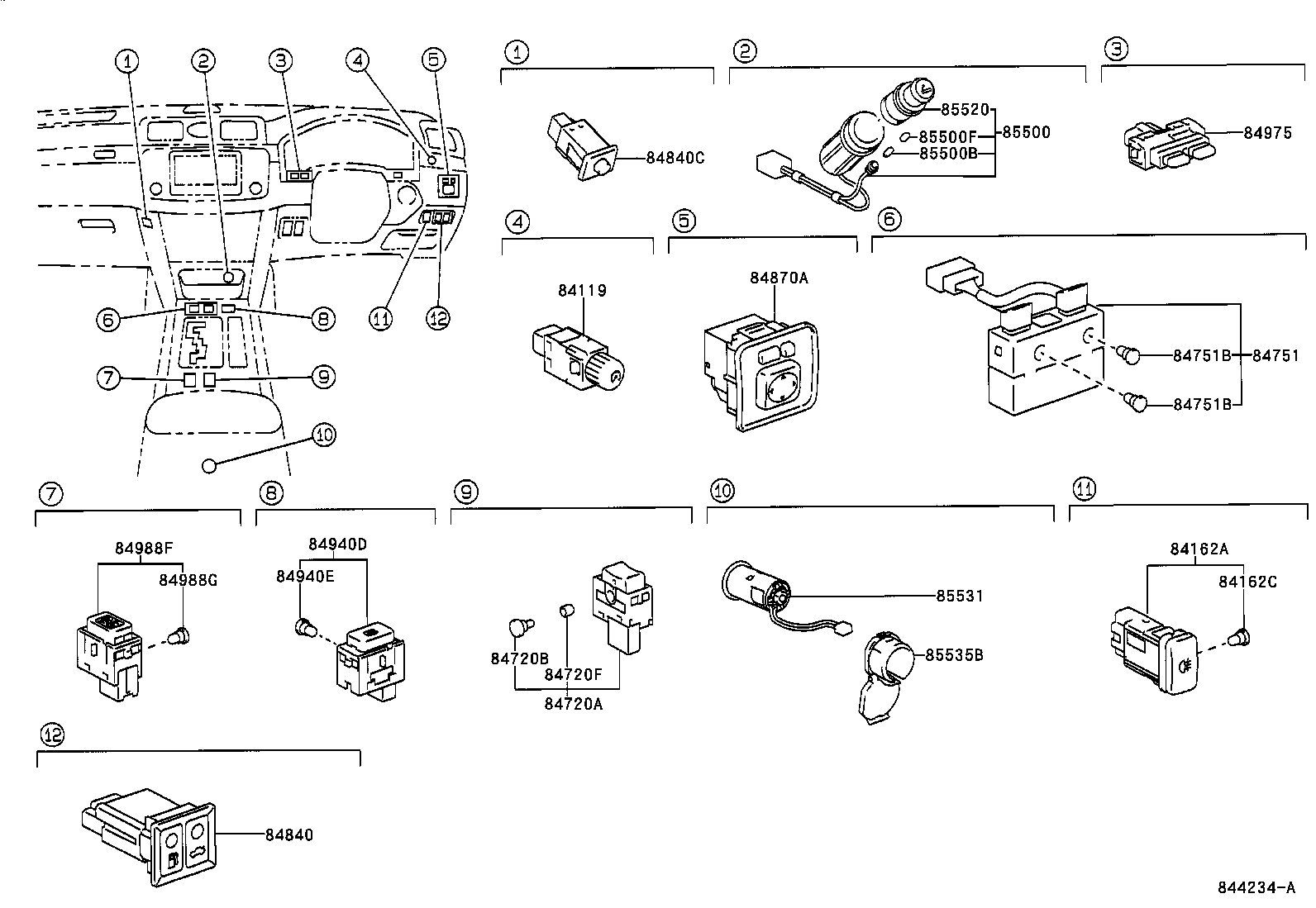 84040-51010 MASTER SWITCH ASSY, POWER WINDOW REGULATOR product image