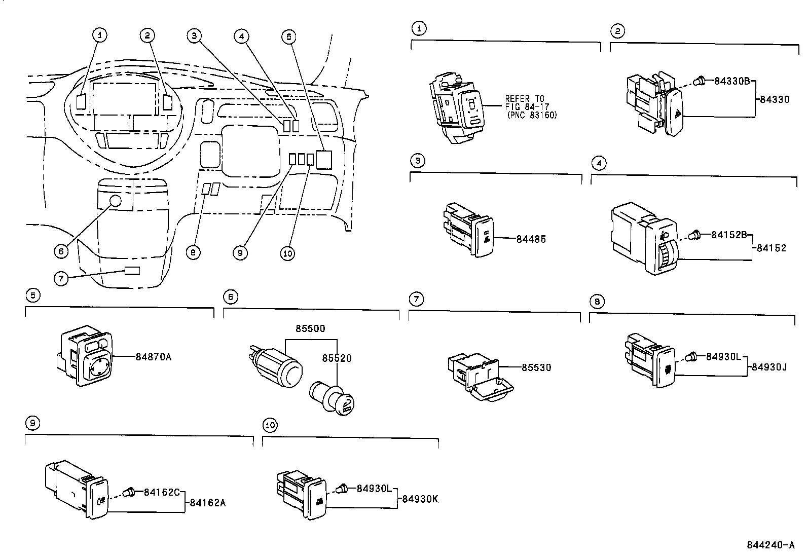84140-28150 SWITCH ASSY, HEADLAMP DIMMER product image