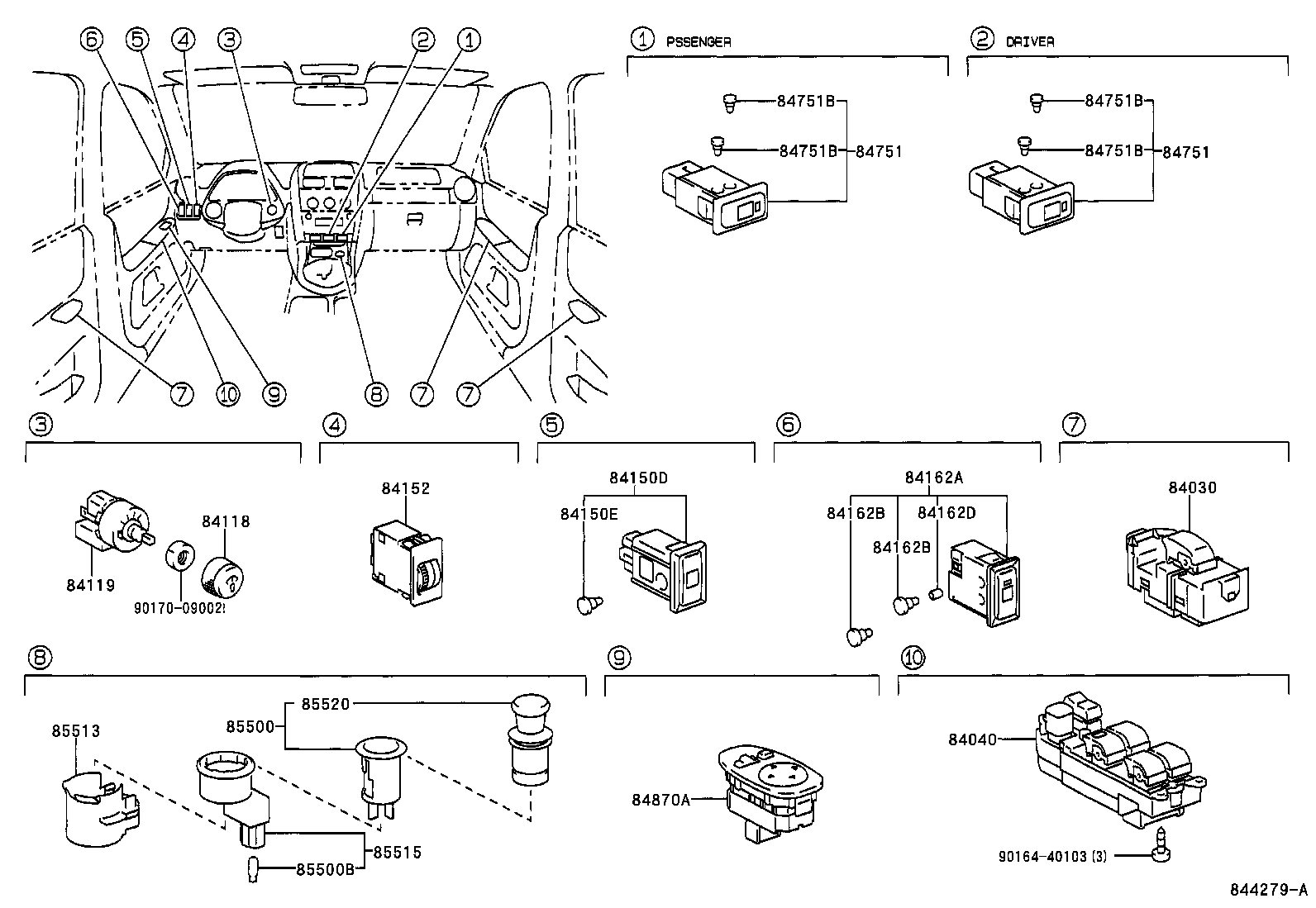 84165-53010 SWITCH, REAR FOG LAMP product image