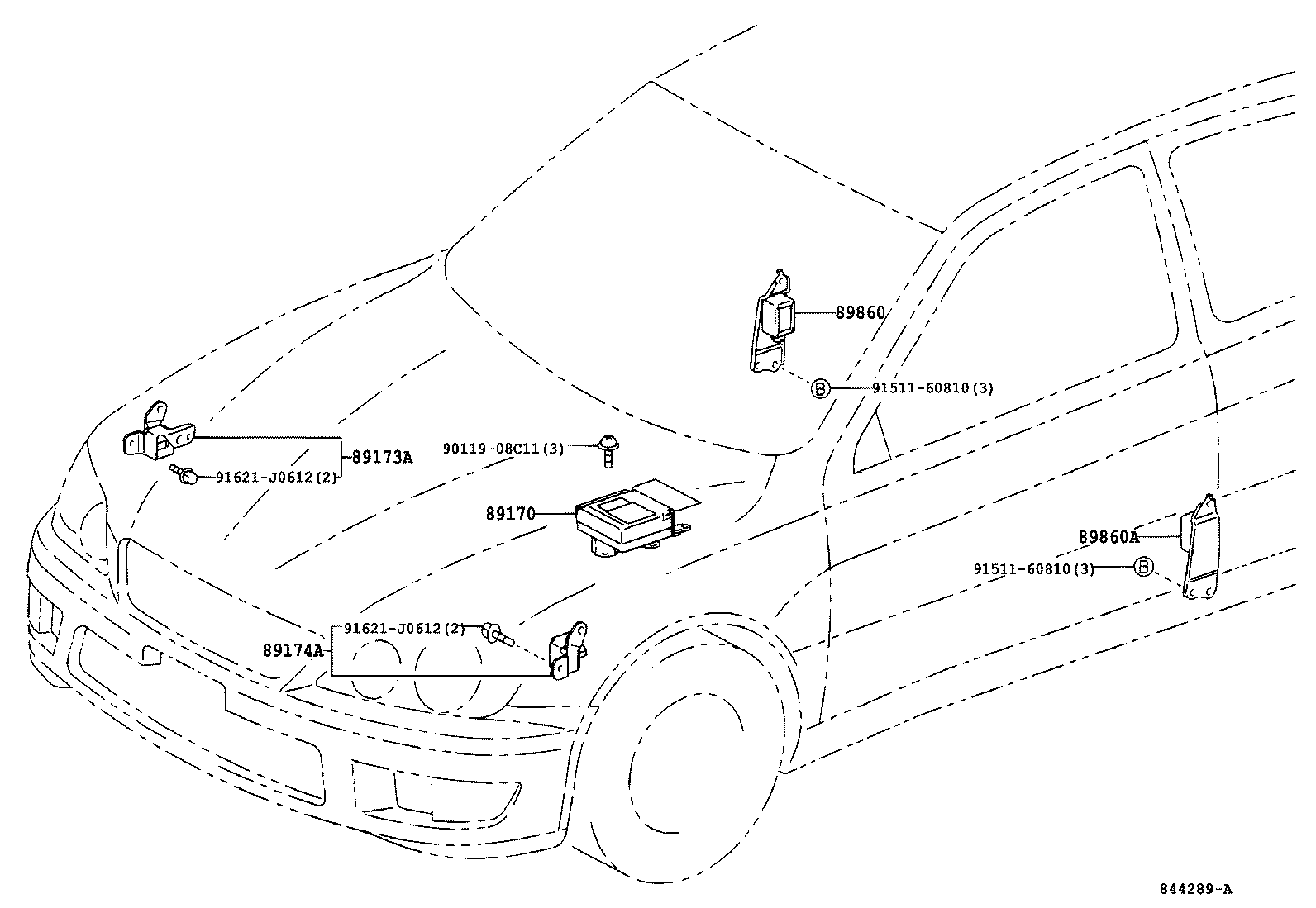 89173-49185 SENSOR, AIR BAG, FRONT RH product image