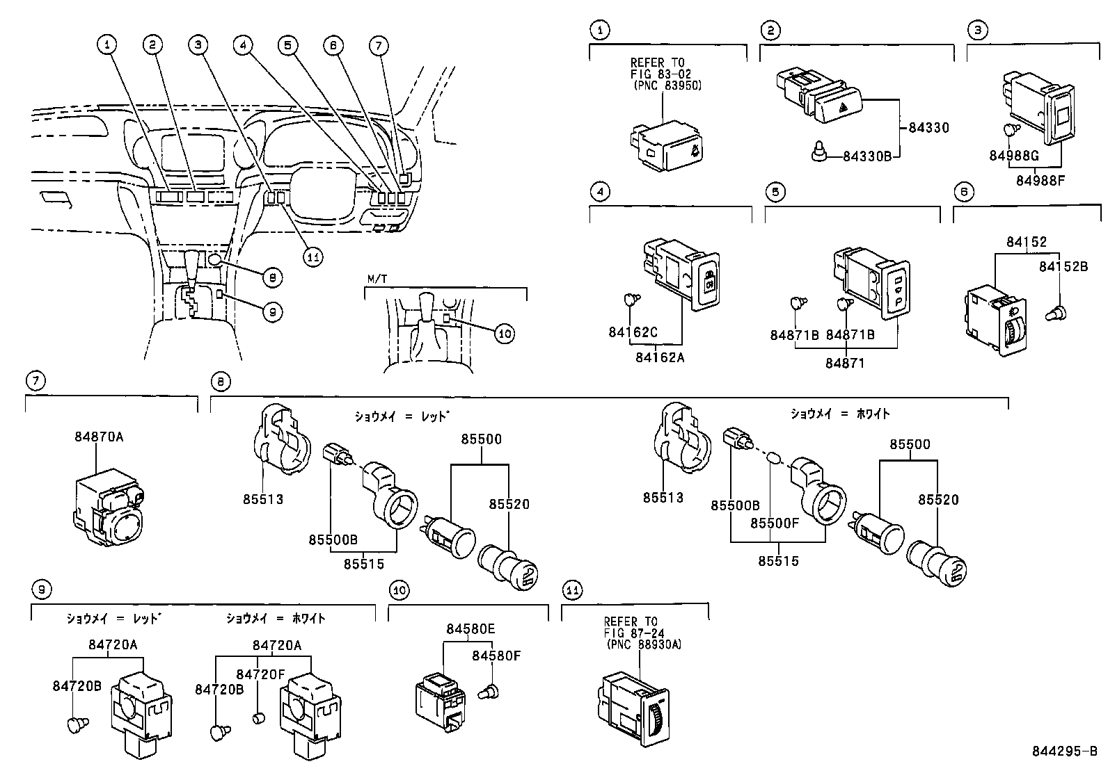 84152-22040 SWITCH, HEADLAMP LEVELING product image