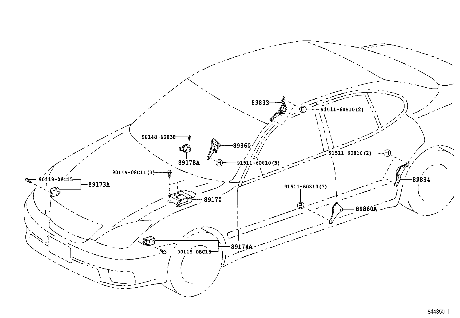 89830-33110 SENSOR ASSY, SIDE AIR BAG, LH product image