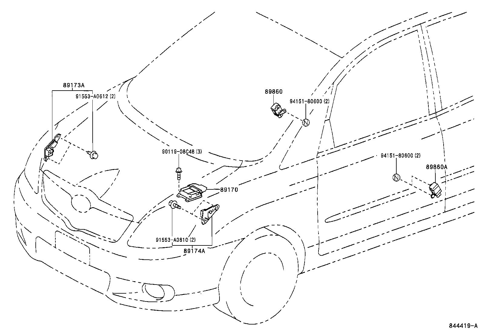 89173-19265 SENSOR, AIR BAG, FRONT RH product image