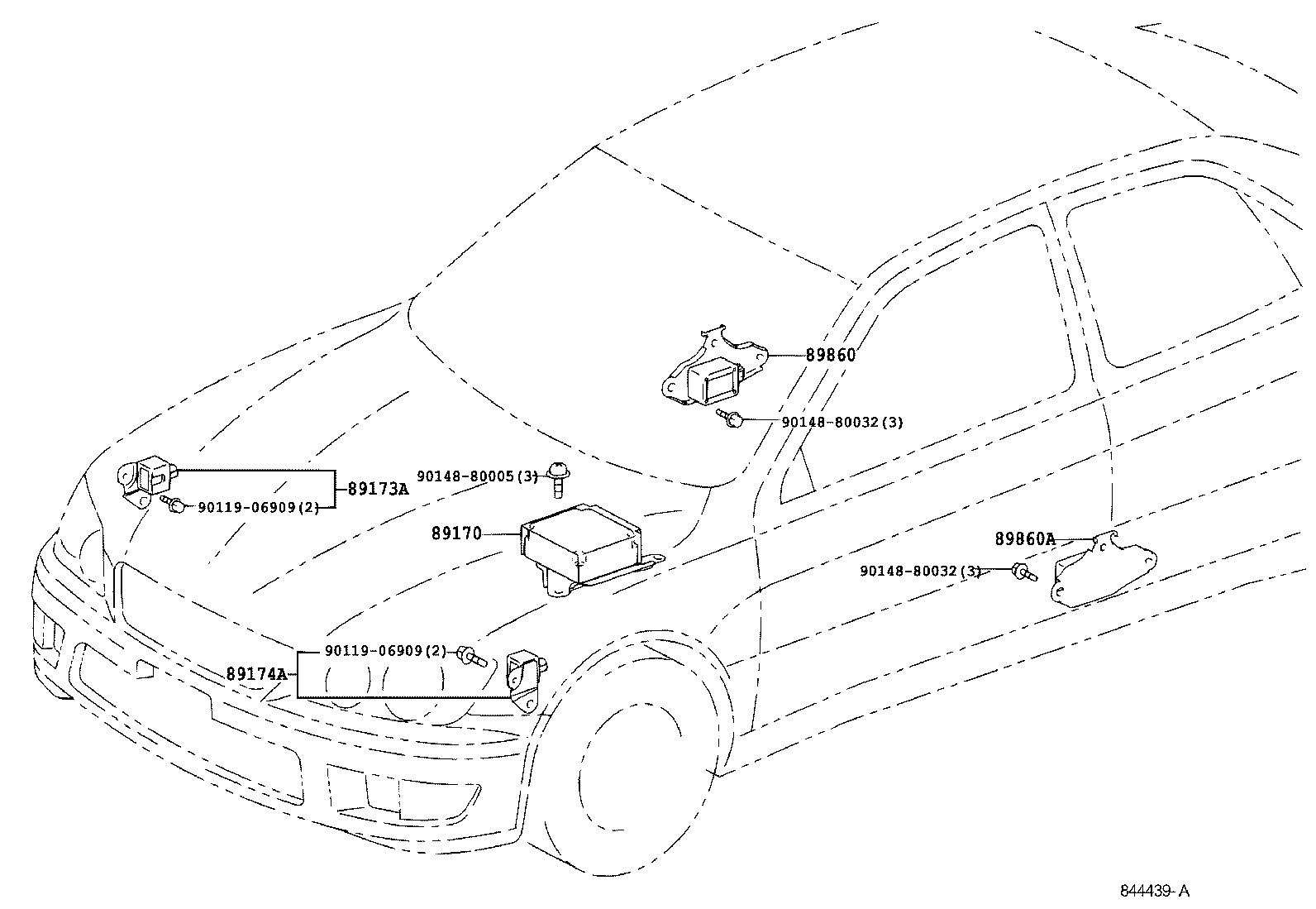 89173-49185 SENSOR, AIR BAG, FRONT RH product image