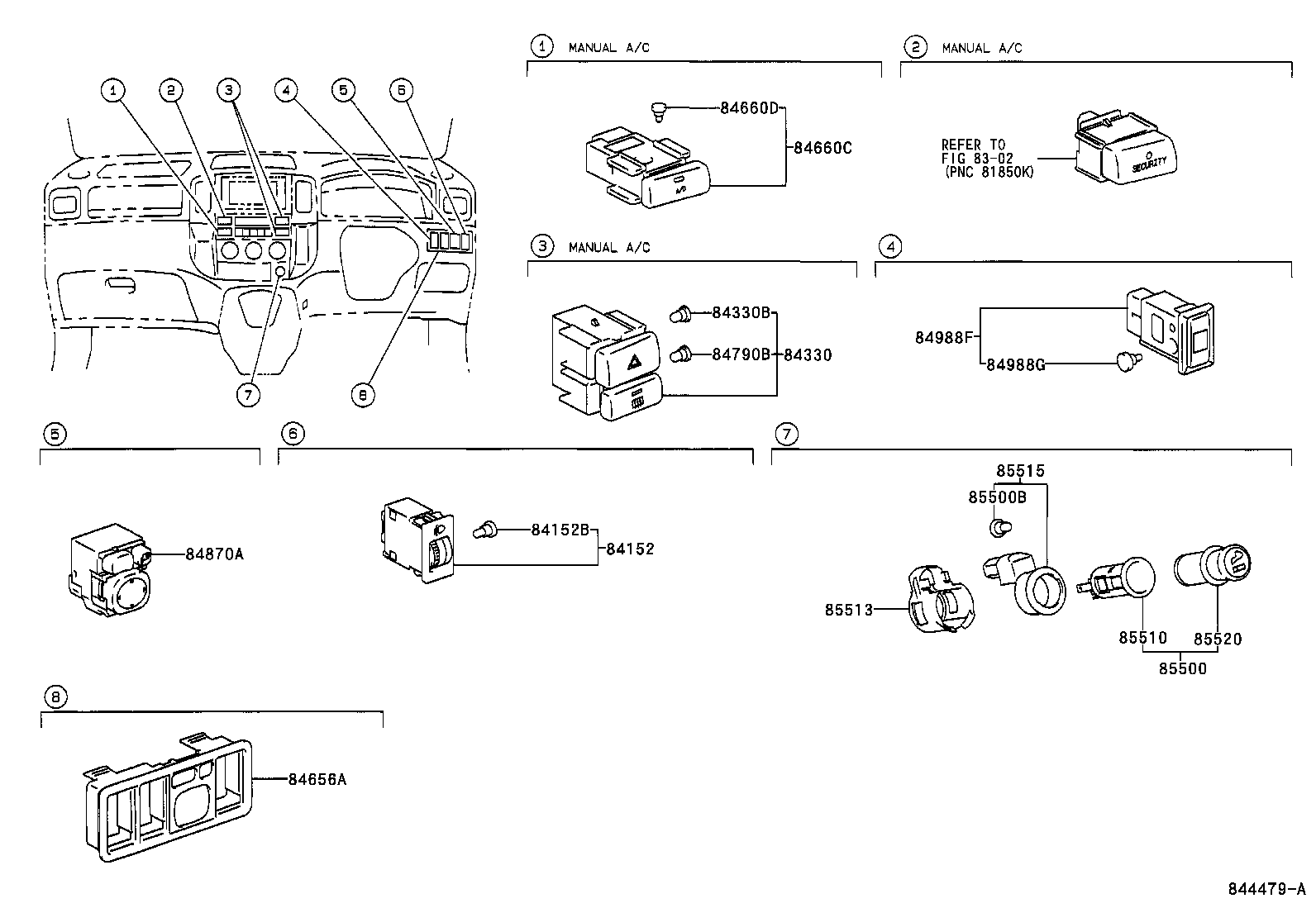 84040-13071 MASTER SWITCH ASSY, POWER WINDOW REGULATOR product image