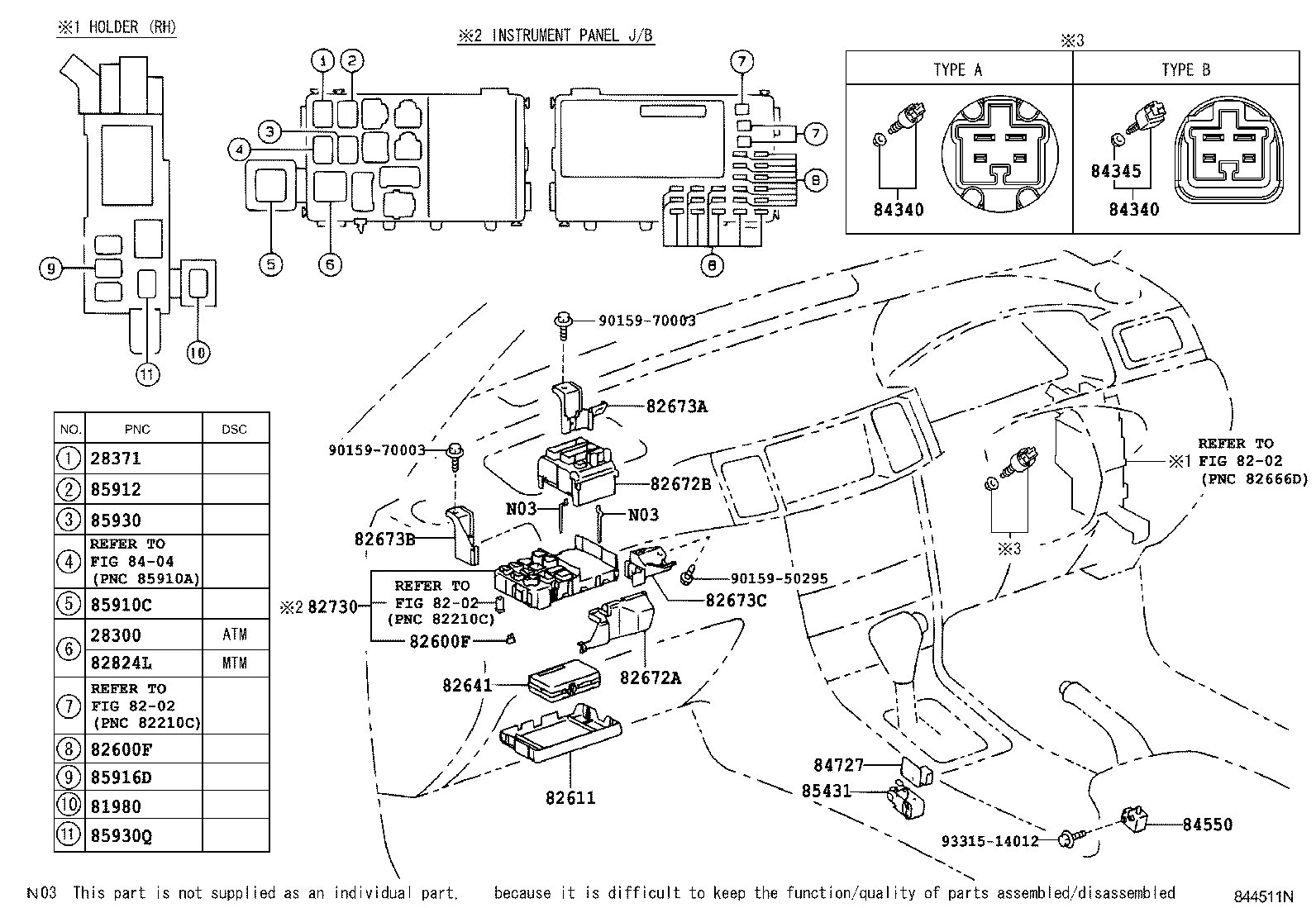 84820-12460 MASTER SWITCH ASSY, POWER WINDOW REGULATOR product image