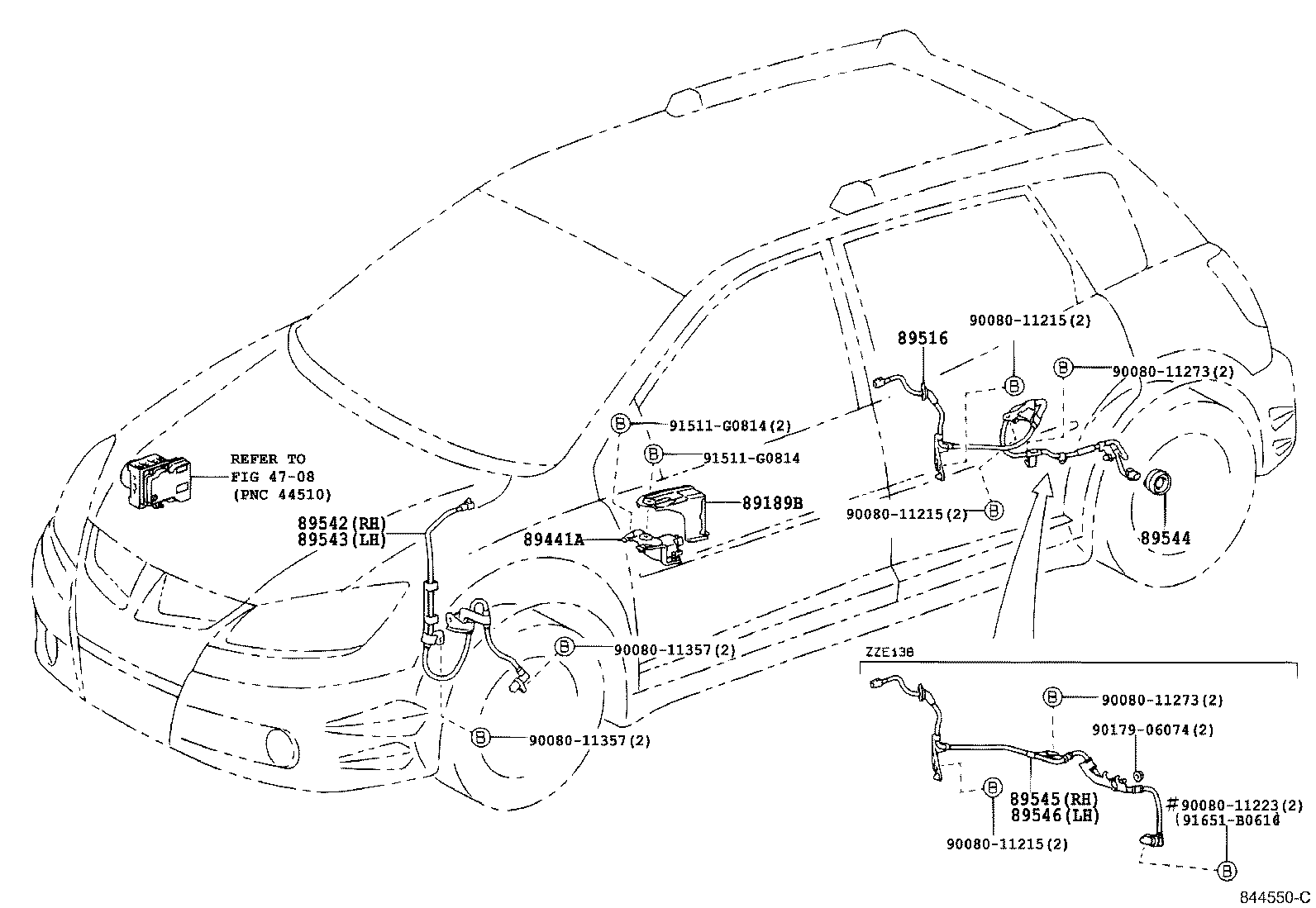 89546-01010 SENSOR, SPEED, REAR LH product image