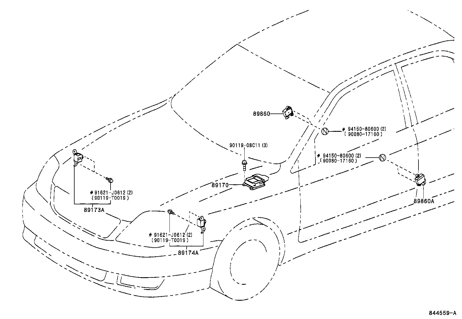 89170-02250 SENSOR ASSY, AIR BAG product image