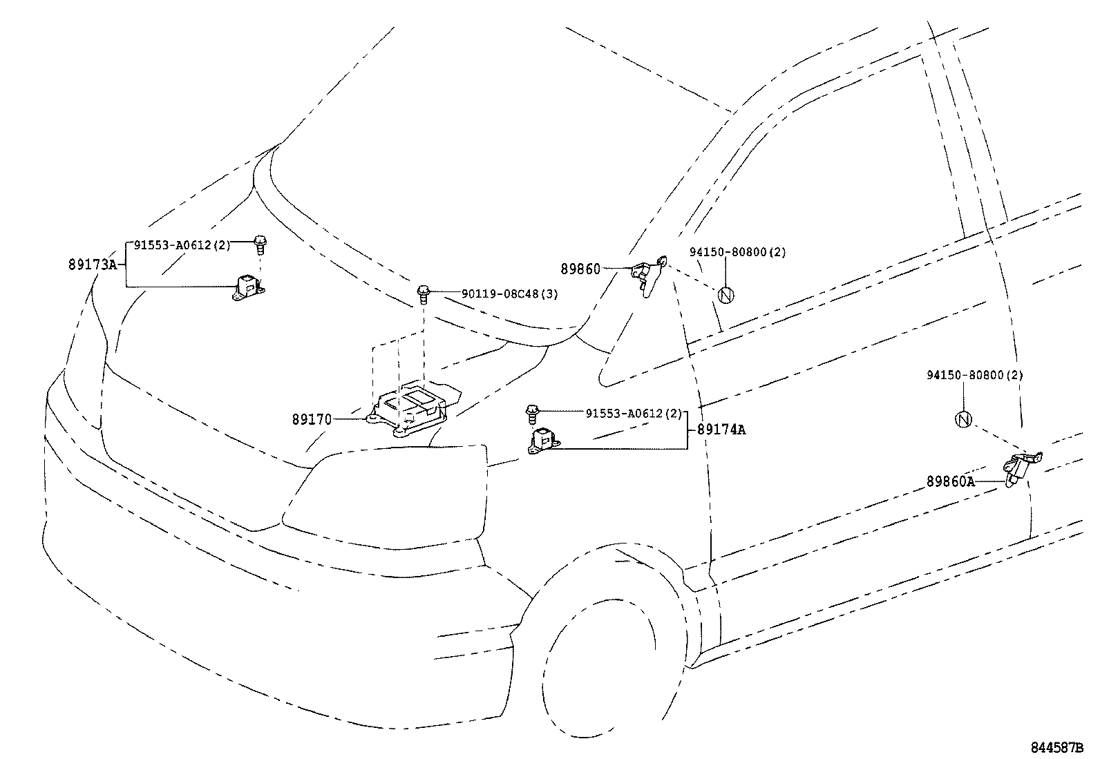 89170-28190 SENSOR ASSY, AIR BAG product image