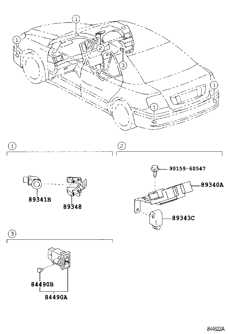 84490-20030 SWITCH ASSY, BACK SONAR OR CLEARANCE SONAR product image