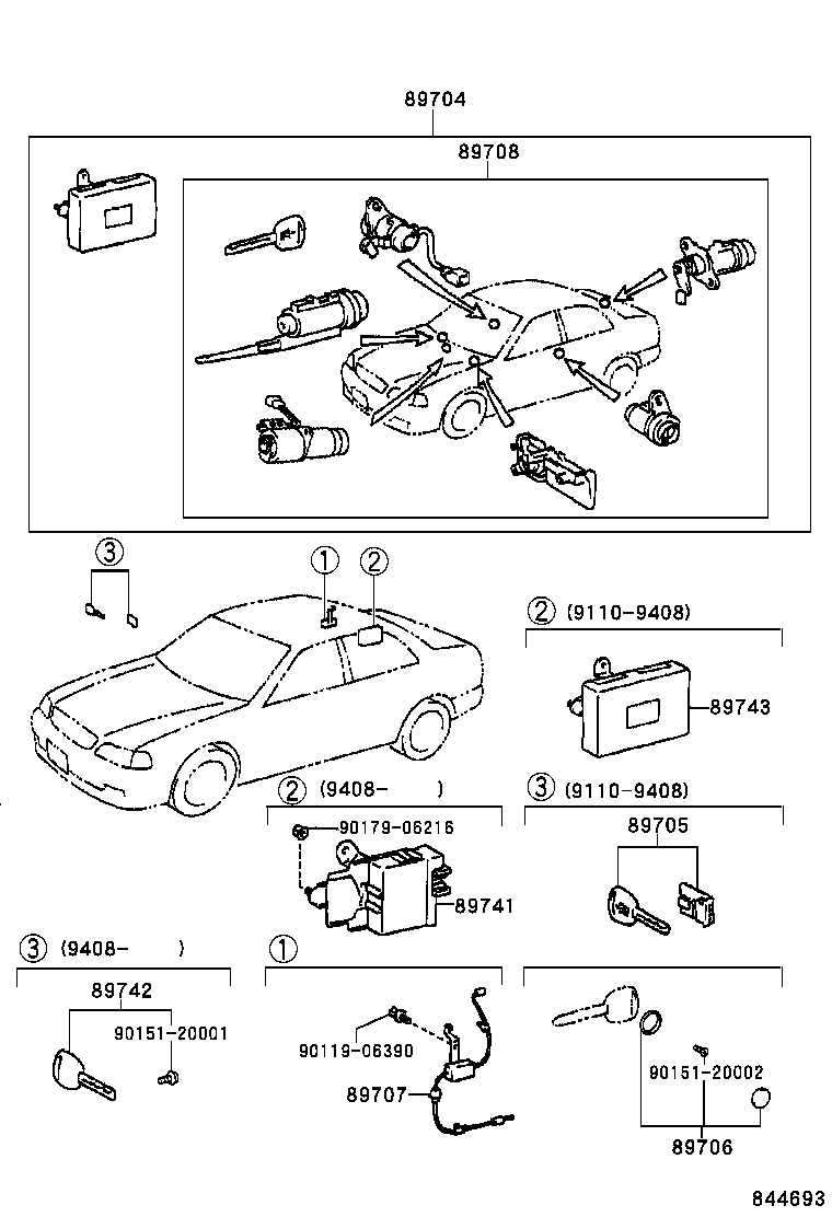 89708-30130 CYLINDER SET, WIRELESS DOOR LOCK product image