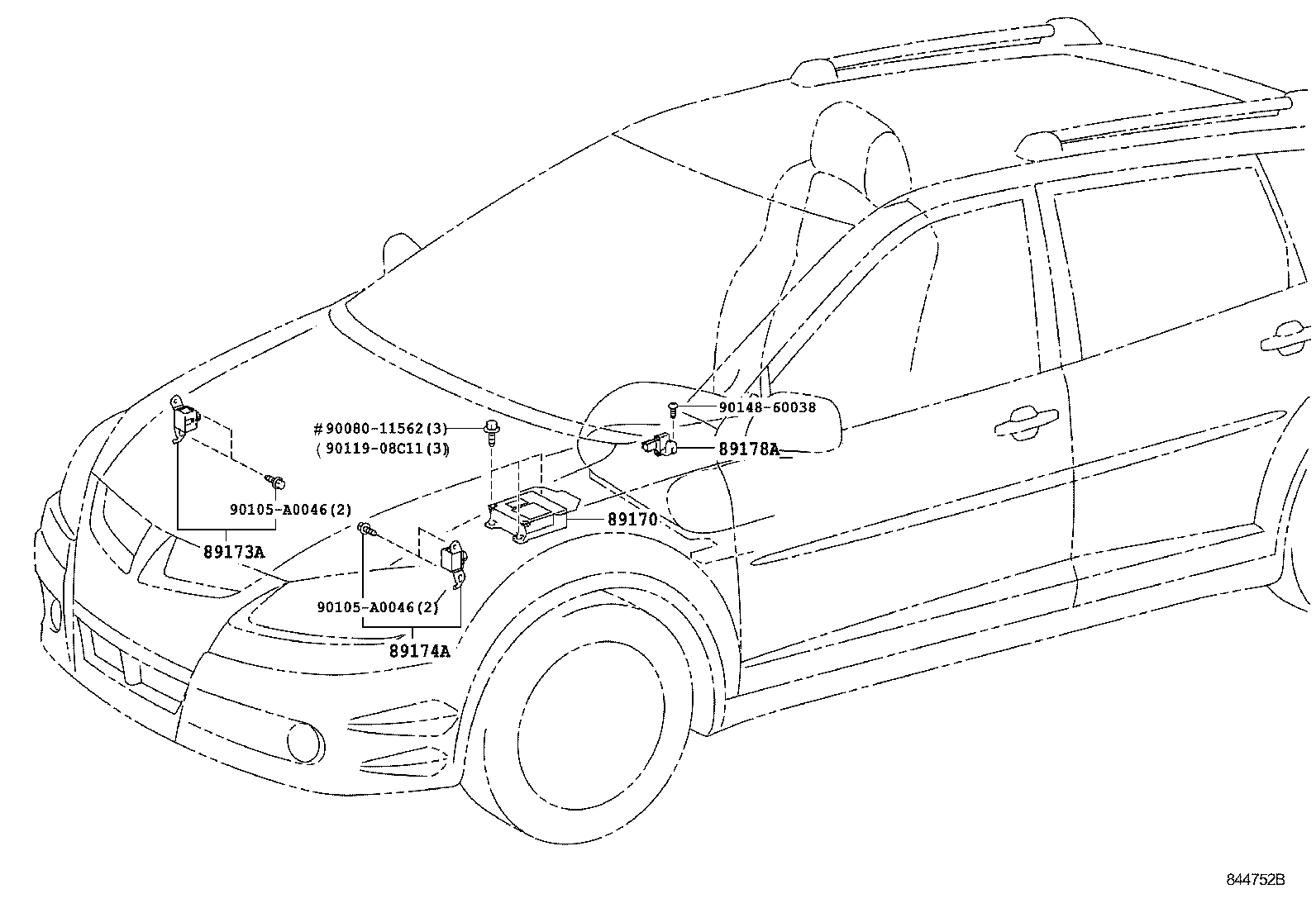 89170-01050 SENSOR ASSY, AIR BAG product image
