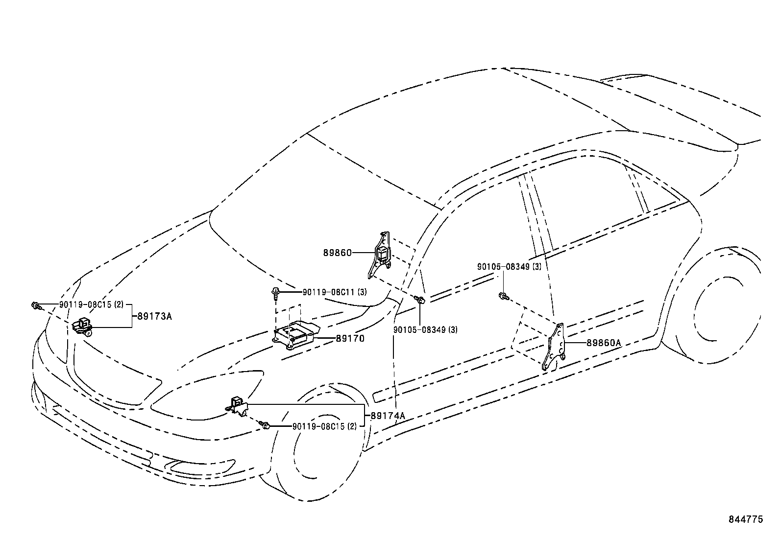 89173-69085 SENSOR, AIR BAG, FRONT RH product image