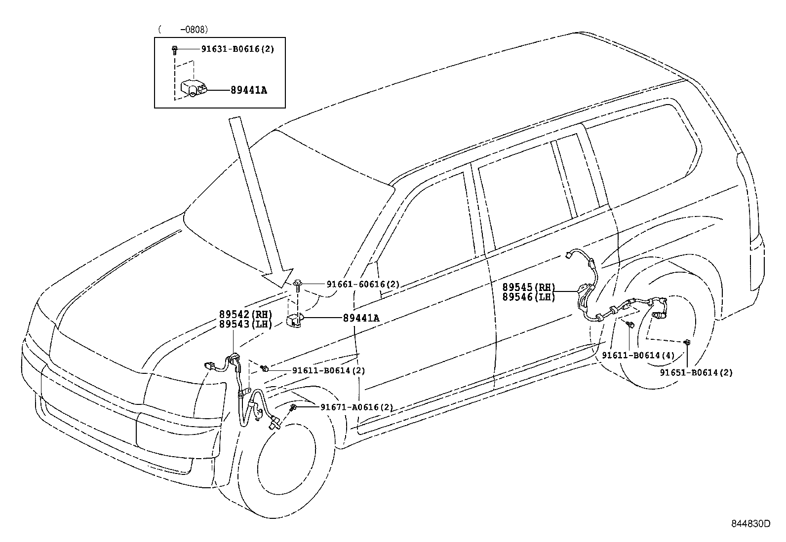 89545-52020 SENSOR, SPEED, REAR RH product image