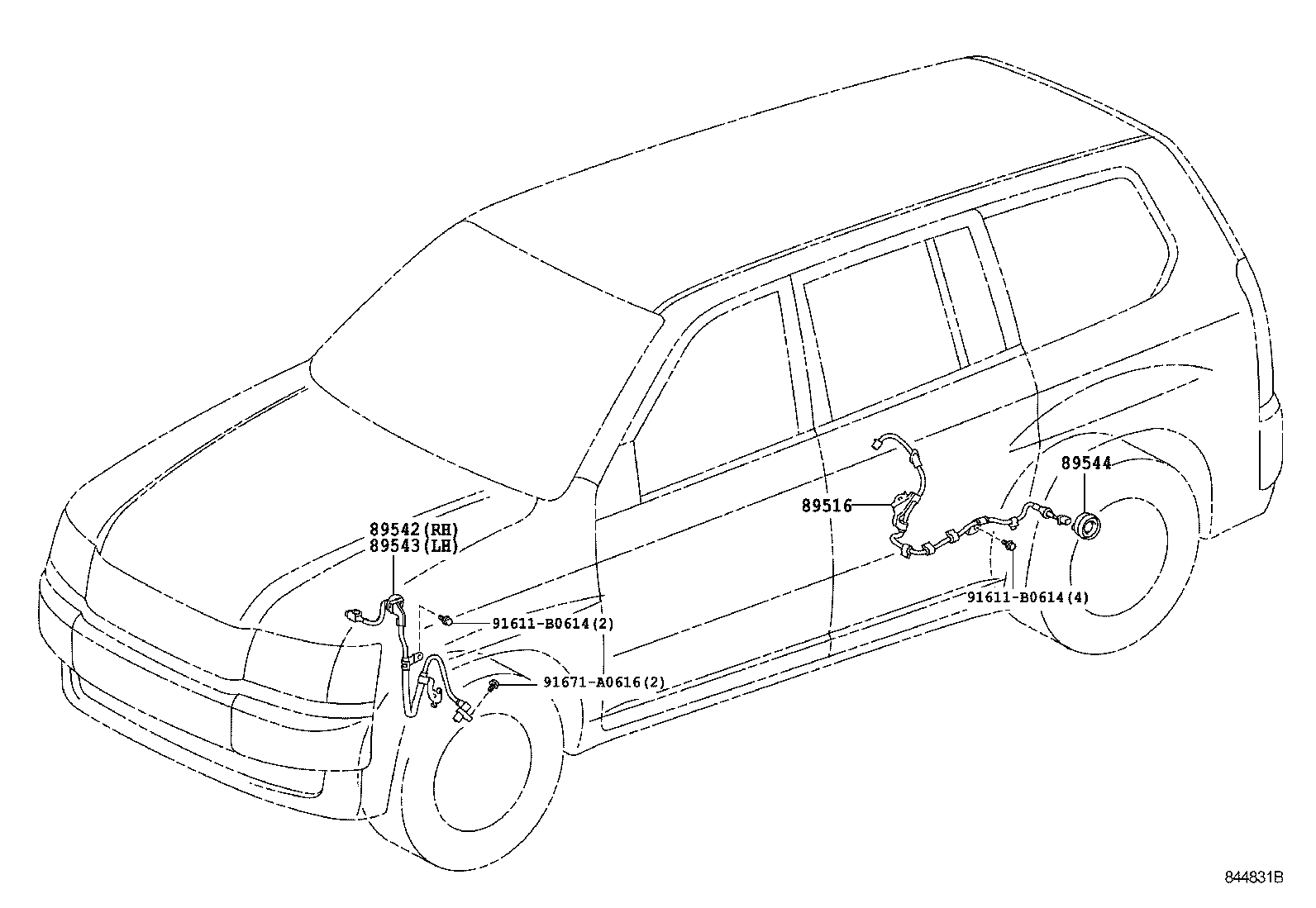 89545-52020 SENSOR, SPEED, REAR RH product image