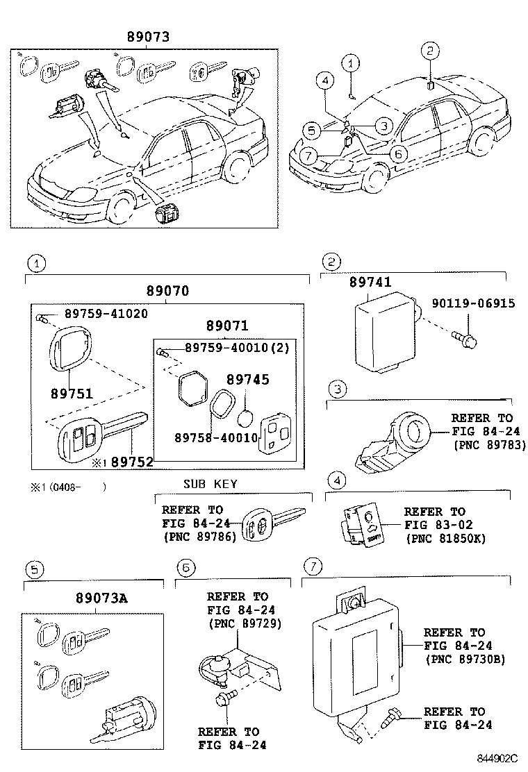 89073-12401 IGN CYLINDER SET LOCK W/TRANSMITTER HOUSING (CUT KEY) product image