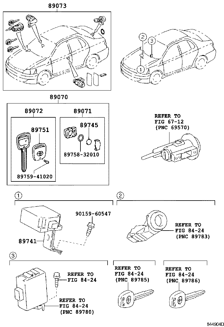 89073-52230 CYLINDER SET, LOCK W/TRANSMITTER HOUSING(LESS MODULE) product image