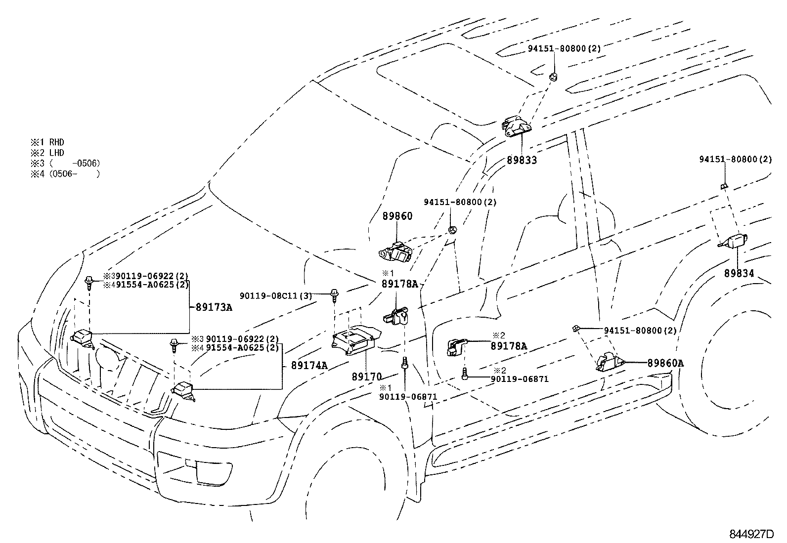 89173-49405 SENSOR, AIR BAG, FRONT RH product image