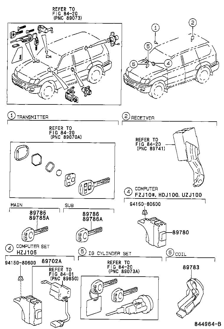 89708-60190 CYLINDER SET, LOCK W/TRANSPONDER KEY TRANSMITTER product image