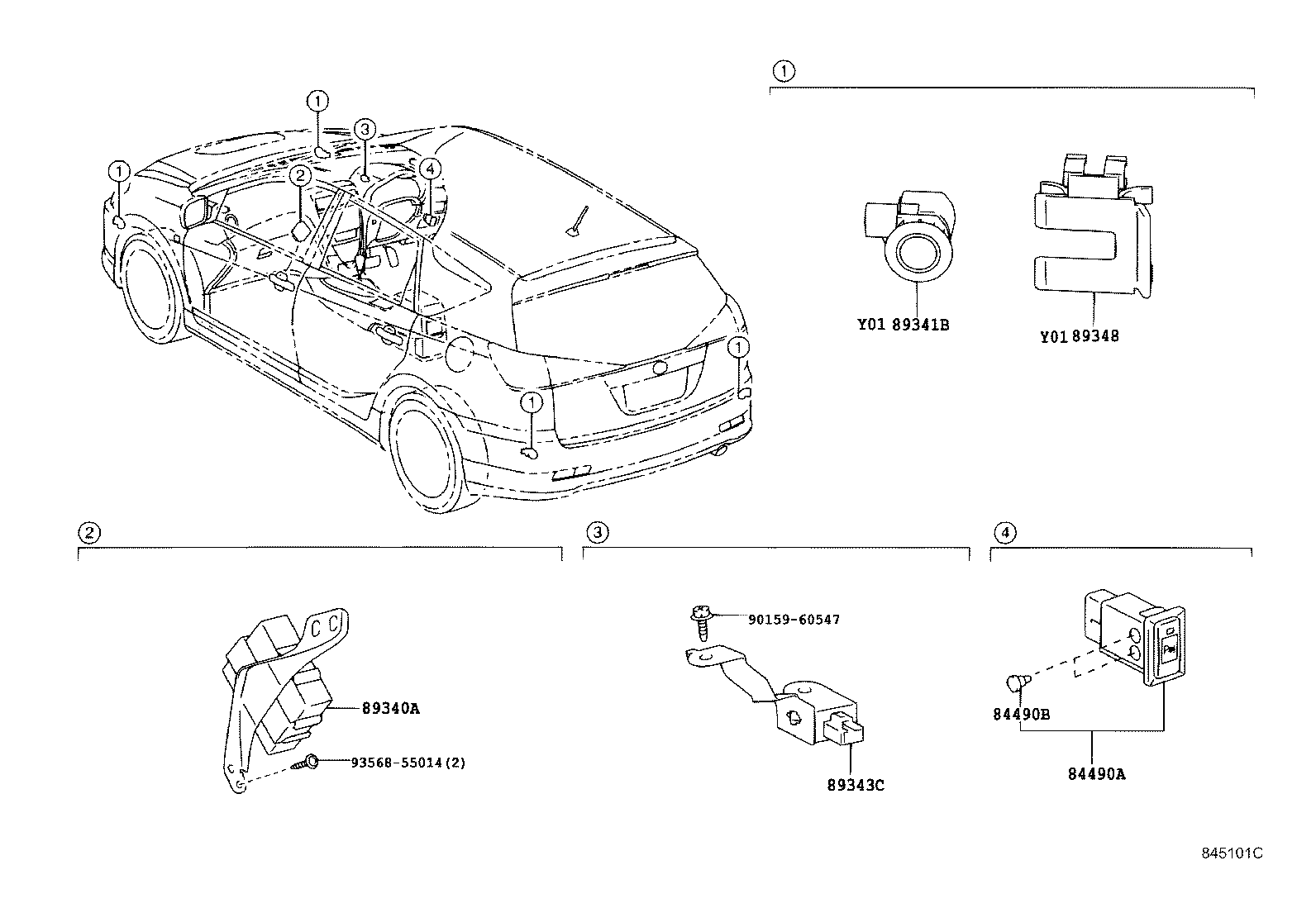 84490-21020 SWITCH ASSY, BACK SONAR OR CLEARANCE SONAR product image