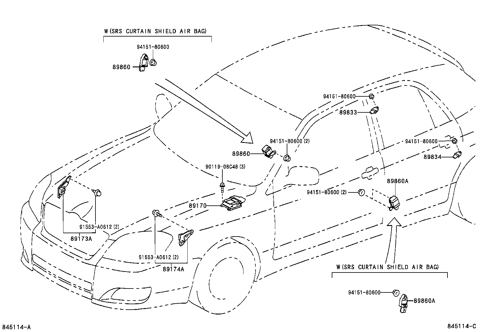 89173-69126 SENSOR, AIR BAG, FRONT RH product image