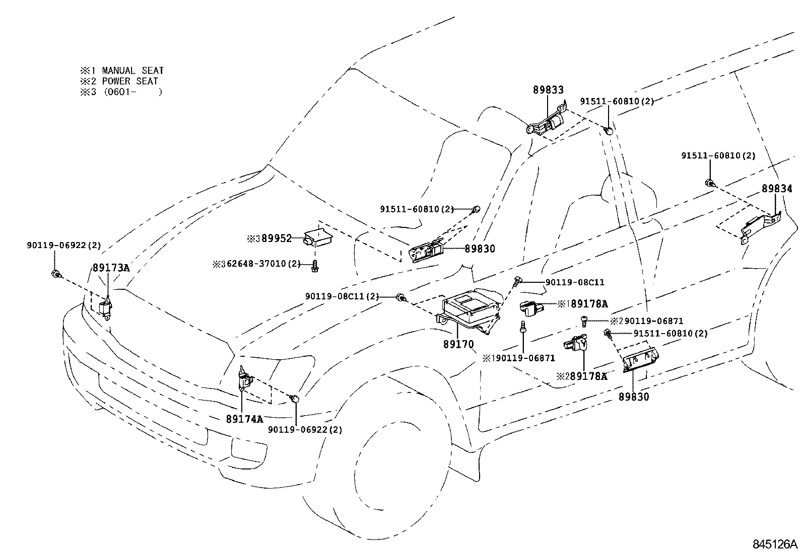 89173-69105 SENSOR, AIR BAG, FRONT RH product image