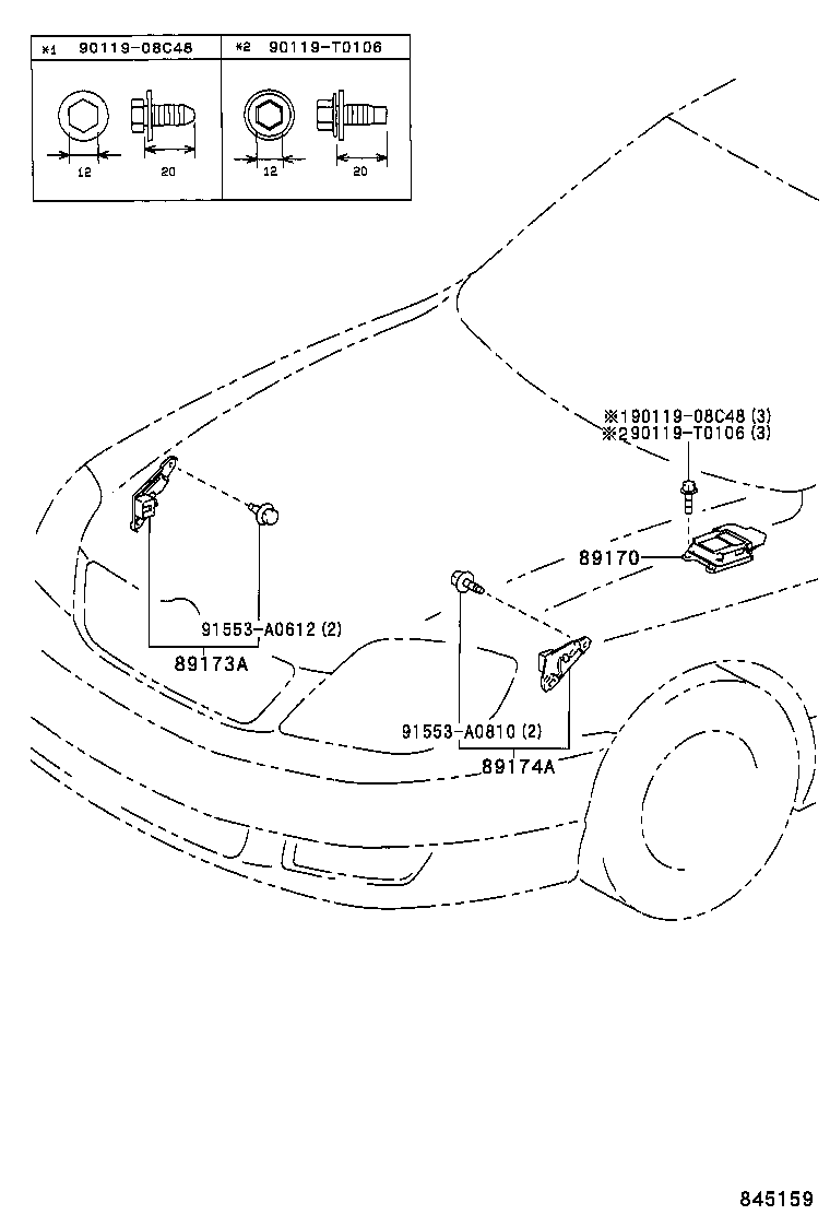 89173-19405 SENSOR, AIR BAG, FRONT RH product image