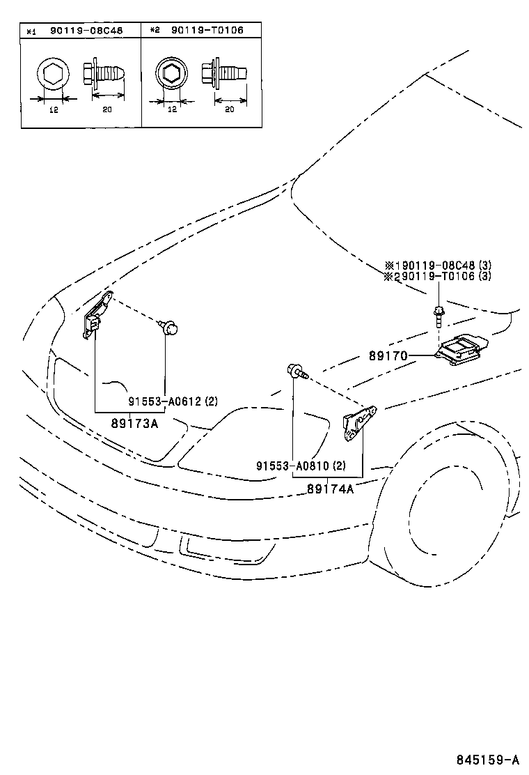 89170-12380 SENSOR ASSY, AIR BAG product image
