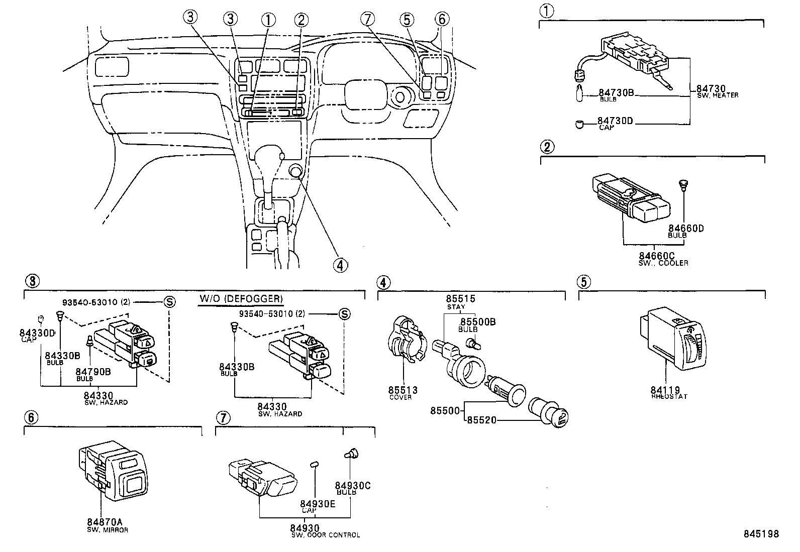 84652-1A110 SWITCH ASSY, WINDSHIELD WIPER product image