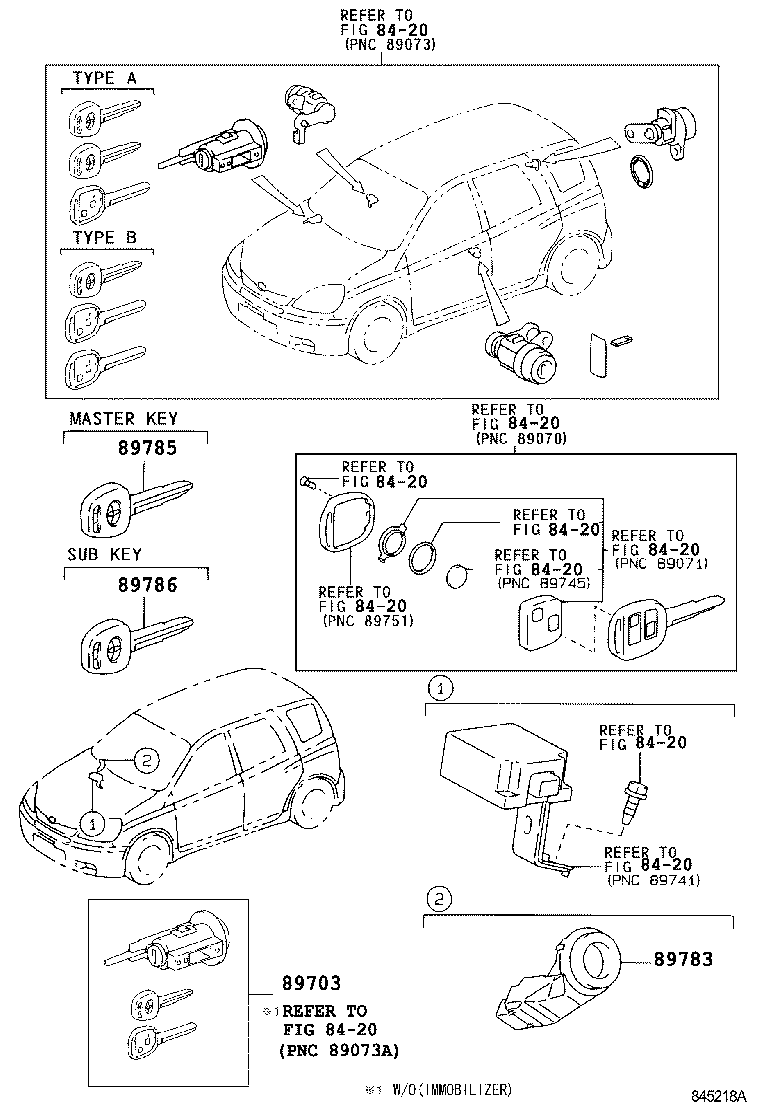 89073-52020 CYLINDER & KEY SET, IGNITION W/TRANSPONDER product image