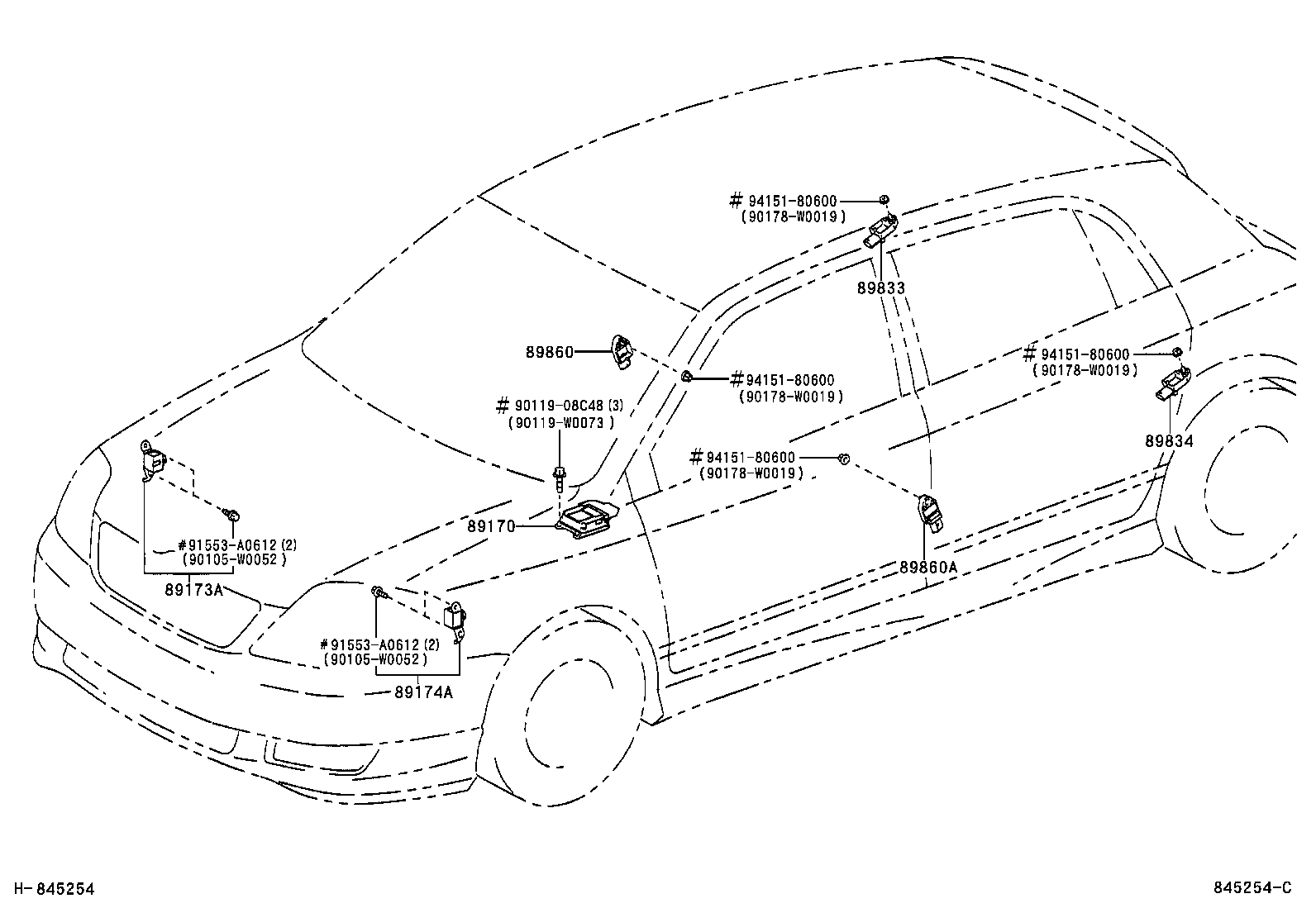 89170-02250 SENSOR ASSY, AIR BAG product image