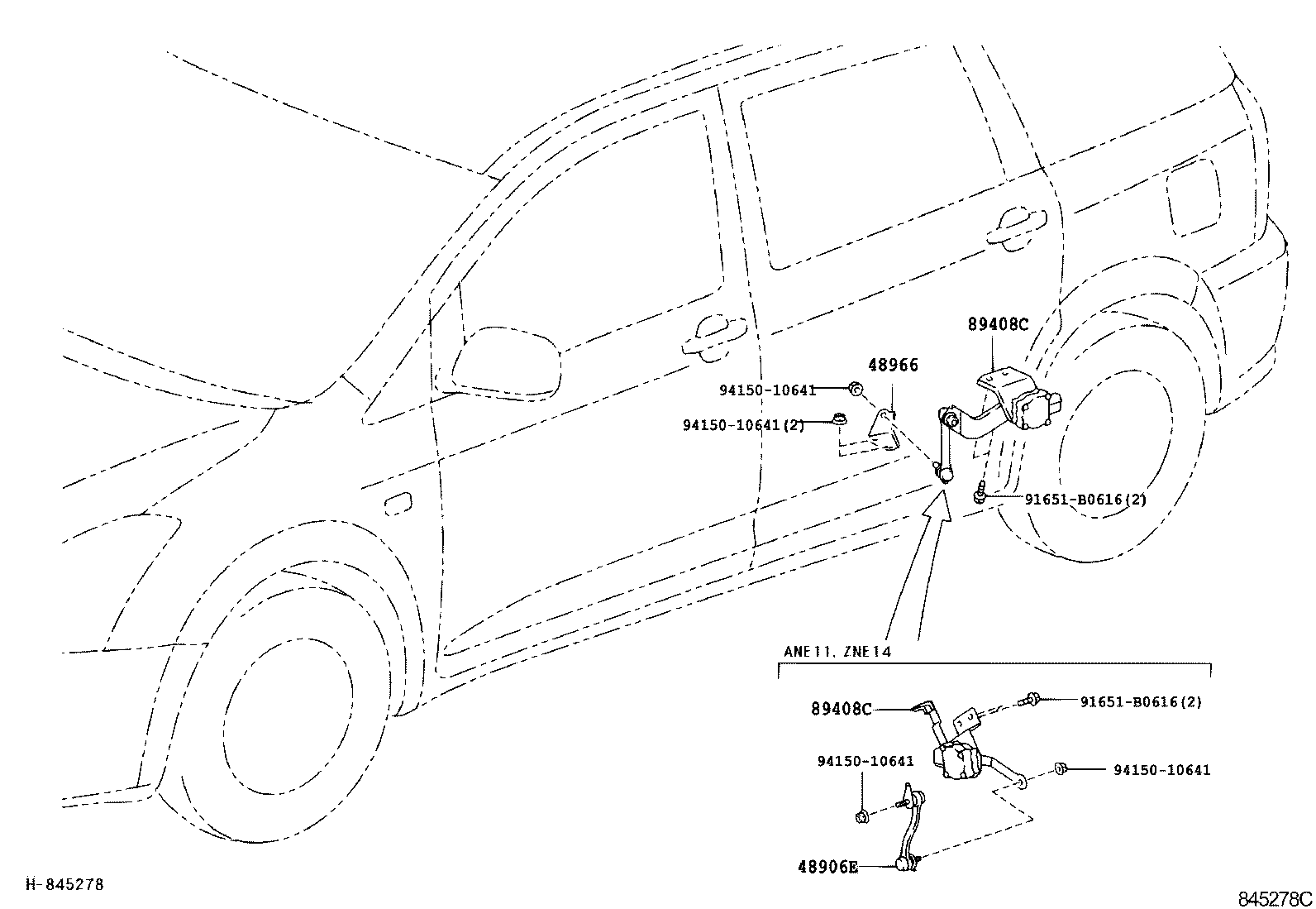 89408-68030 SENSOR SUB-ASSY, HEIGHT CONTROL, REAR LH product image
