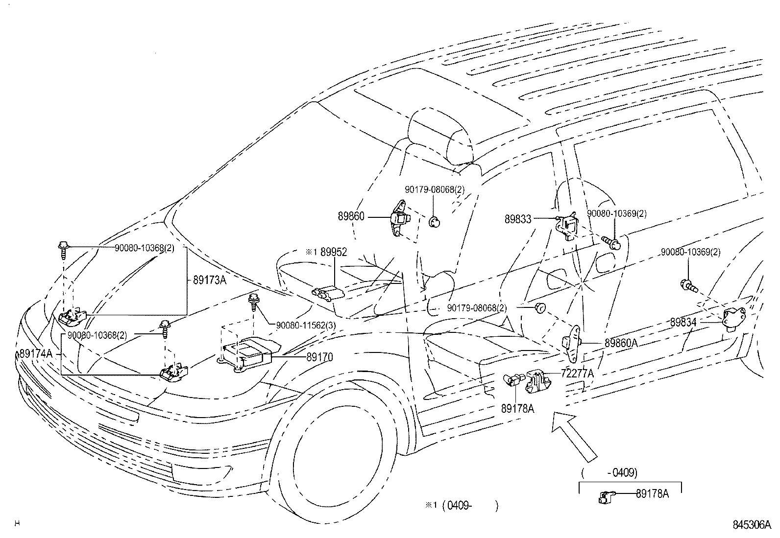 89170-08050 SENSOR ASSY, AIR BAG product image