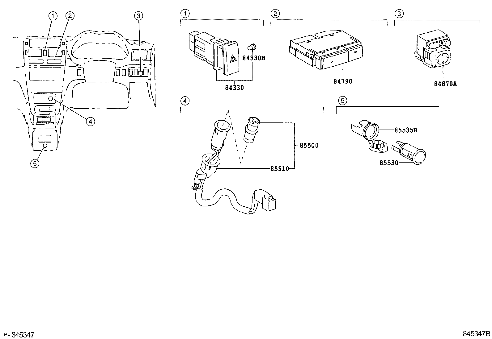 84790-05100 SWITCH ASSY, REAR WINDOW DEFOGGER product image