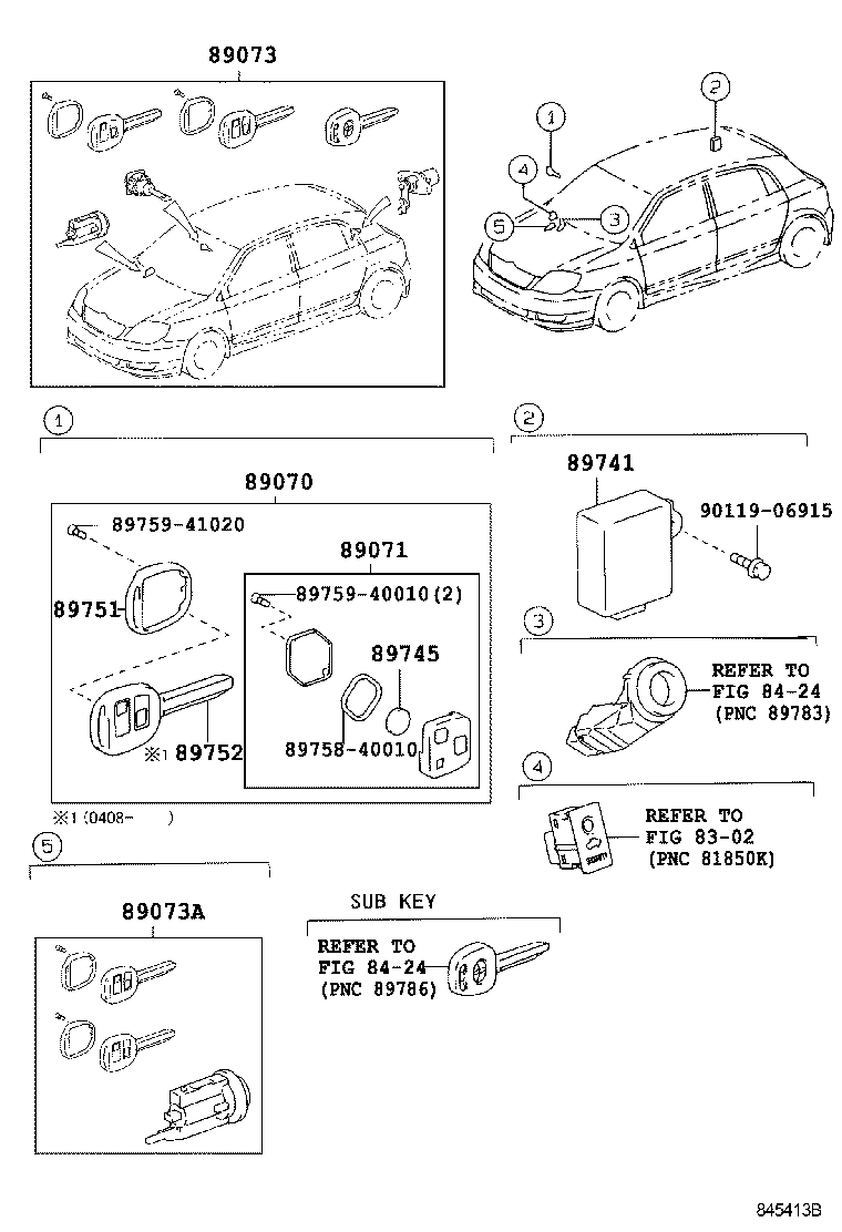 89073-12401 IGN CYLINDER SET LOCK W/TRANSMITTER HOUSING (CUT KEY) product image