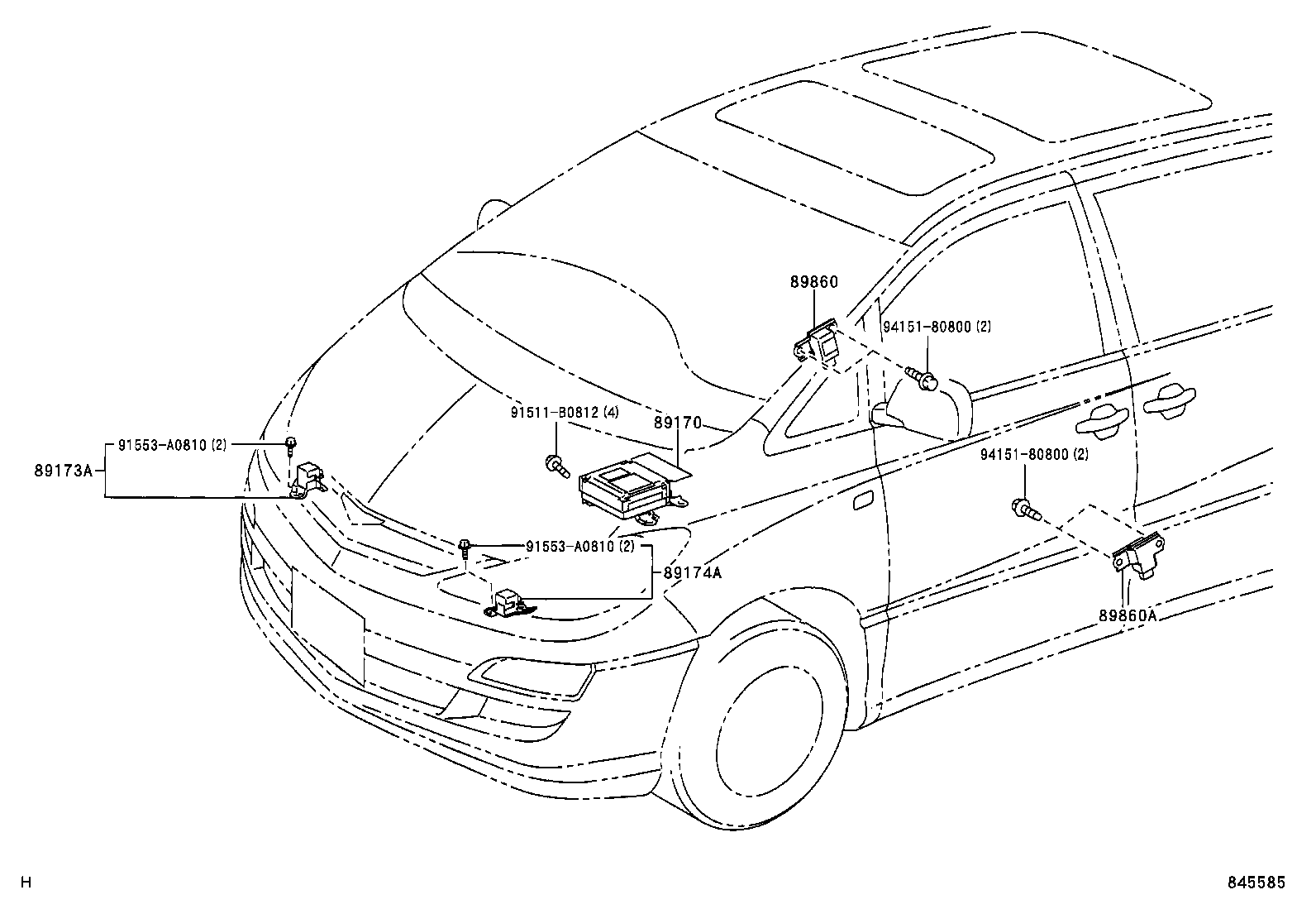 89173-29185 SENSOR, AIR BAG, FRONT RH product image