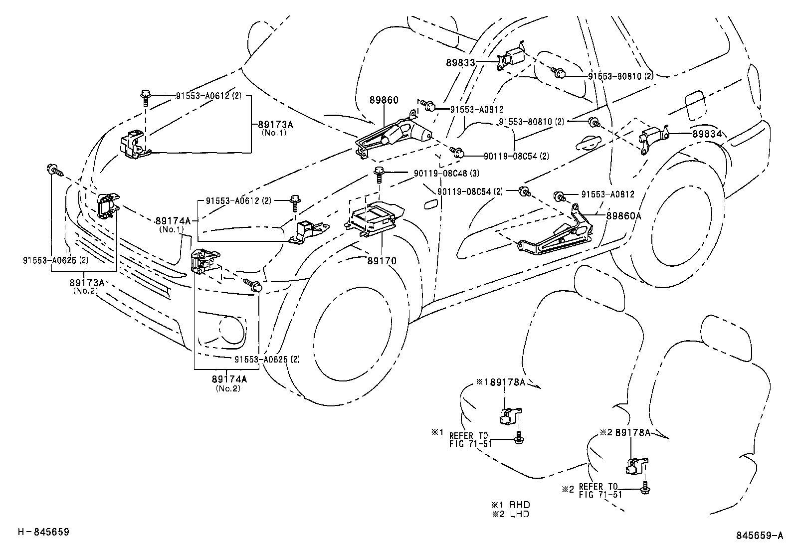 89173-49245 SENSOR, AIR BAG, FRONT RH product image